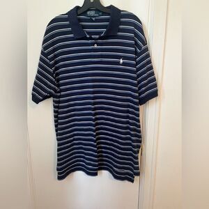 Ralph Lauren Blue and White Striped Polo Shirt